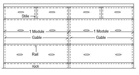 Diagram of a cabinet with all its parts labeled.