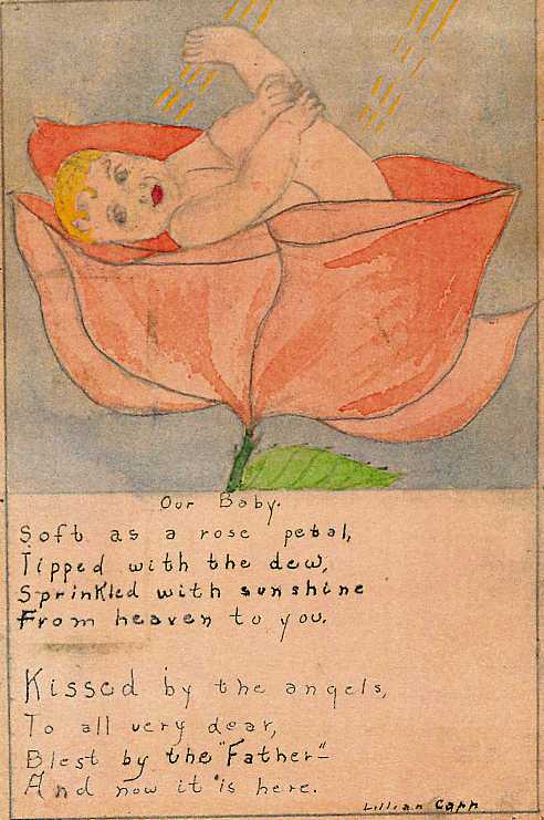 Mom's drawing of a baby when she was a girl.