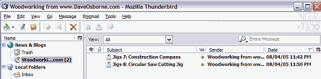 Screenshot of an RSS listing.