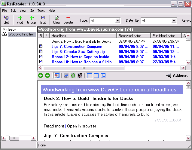 Screenshot from an RSS Reader.