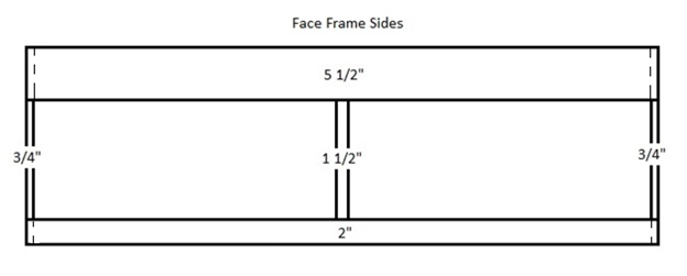Diagram of side view of the queen size bed with measurements.
