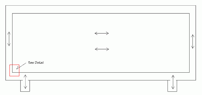 Drawing of flooring showing direction to lay hardwood flooring.