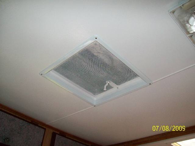 Photo of the ceiling of the old camper after it was renovated.