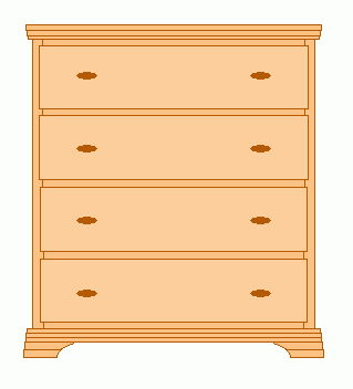 Drawing of our 4 drawer dresser.