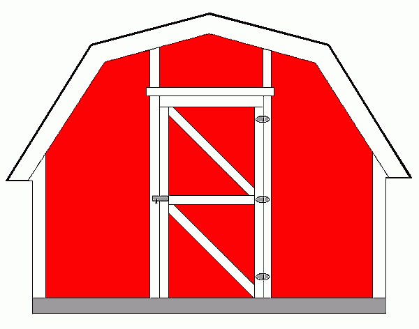 Drawing of our 12 foot gambrel barn roof shed without loft.