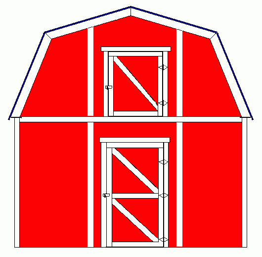 Drawing of our 10 foot backyard gambrel roof shed with loft.